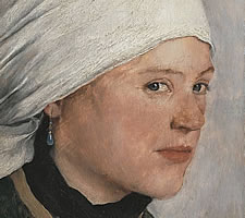 Wilhelm Leibl, Mädchen mit weißem Kopftuch / Girl with white headscarf, 1876-77.